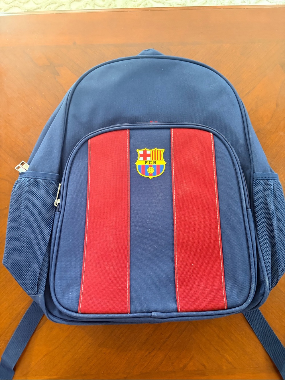 Kids Navy and Red Barca FC Club Stripe Backpack - Youth School Bag